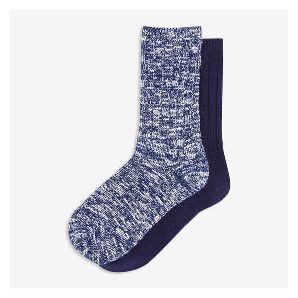 2 Pack Crew Socks - Navy
