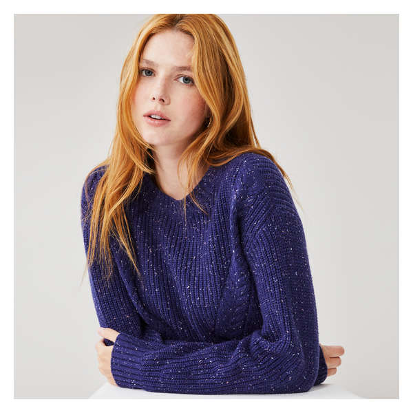 Cable Knit Pullover - Blue Mix