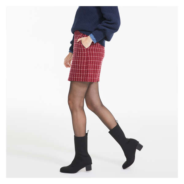 Tweed Mini Skirt - Burgundy