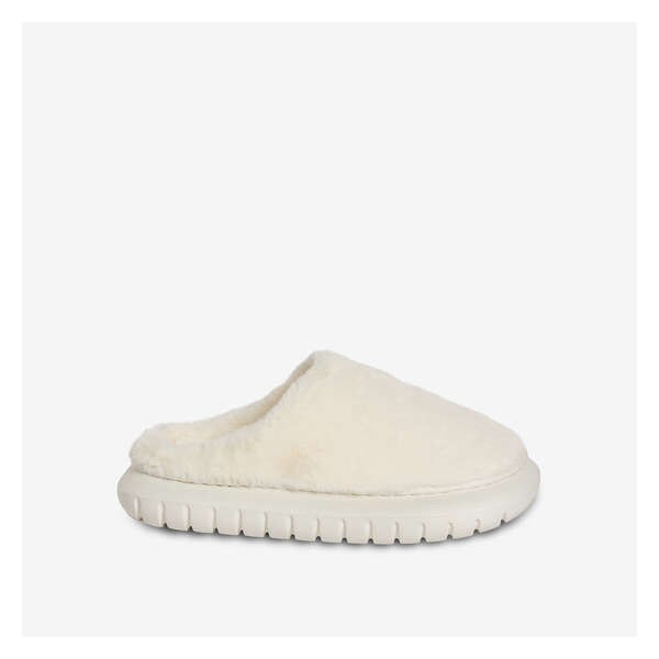 Faux Fur Slippers - White