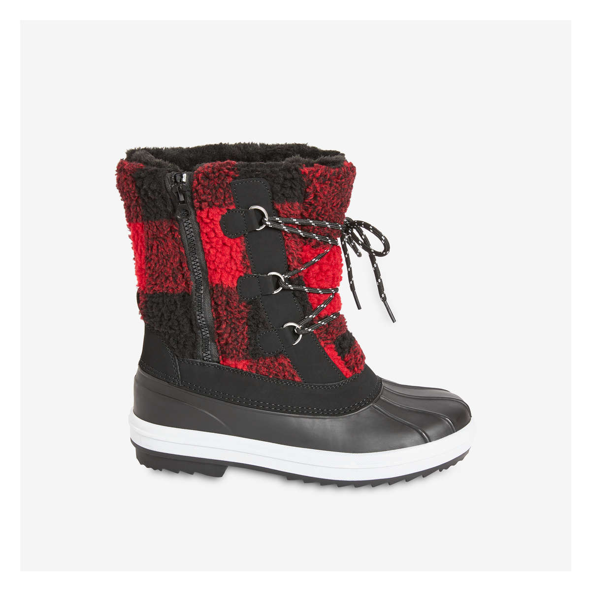 red and black snow boots