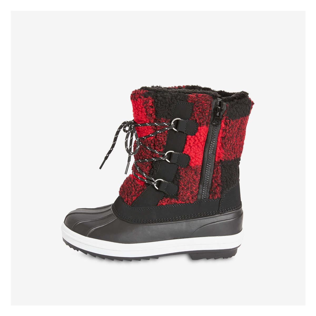 red and black snow boots