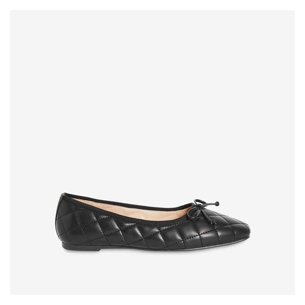 Quilted Ballet Flats - Black