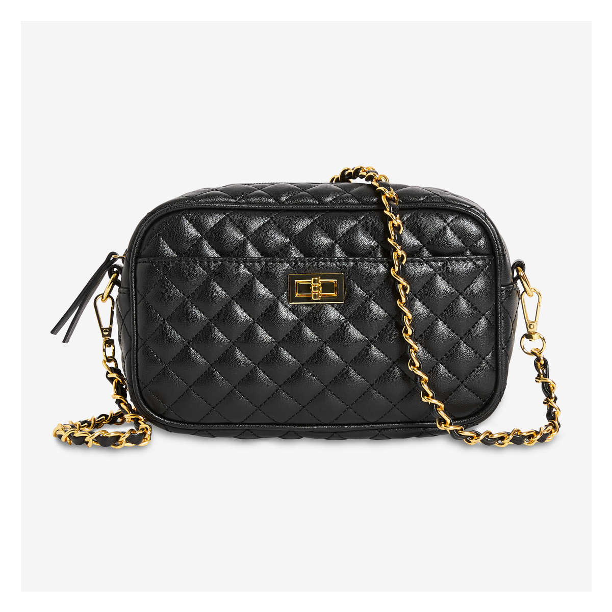 MATELASSÉ CROSSBODY BAG - BLACK