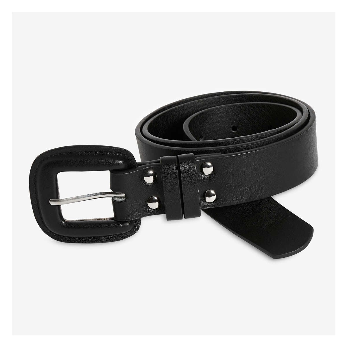 Reversible Vegan Leather Belt in Black from Joe Fresh
