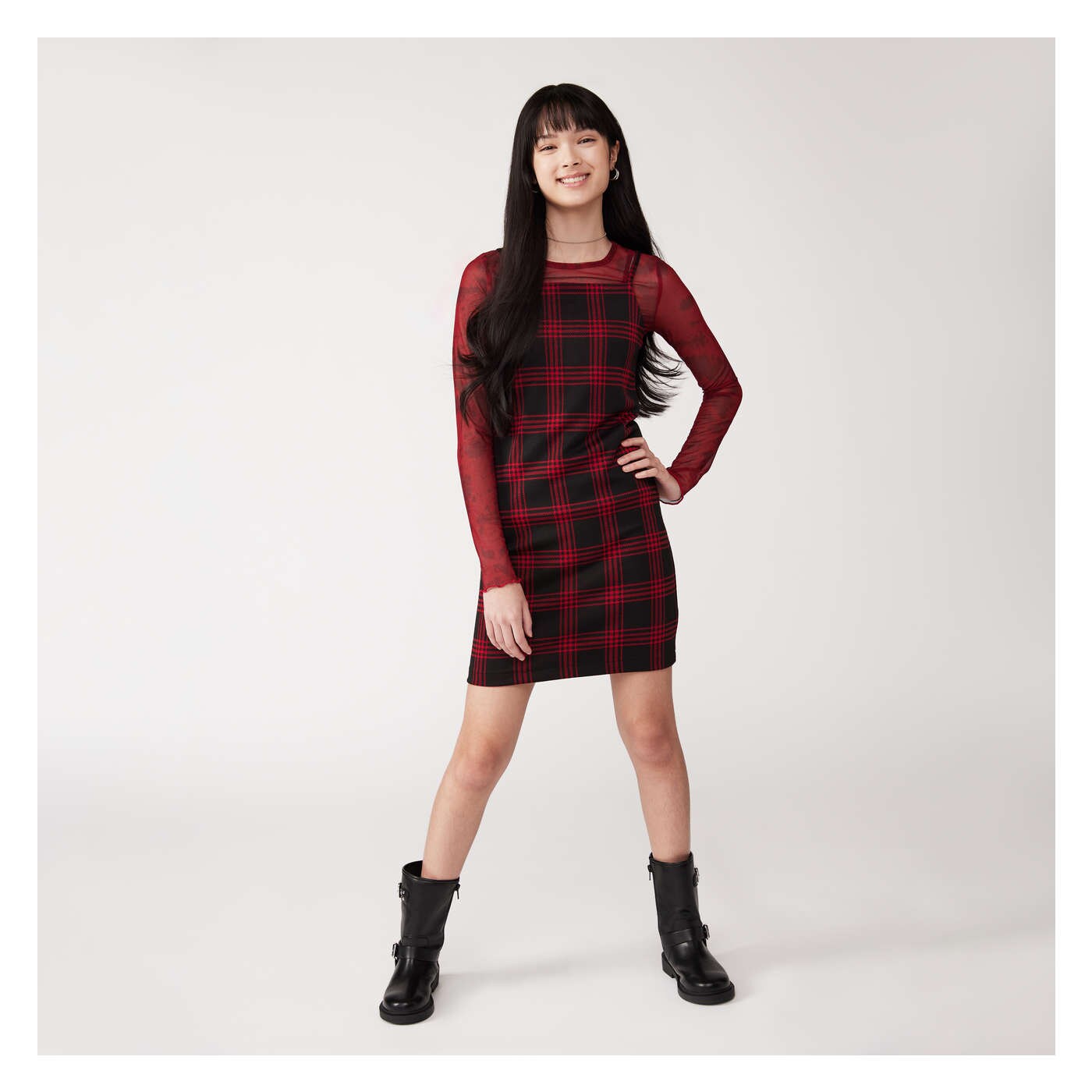 Girls tartan shirt dress best sale