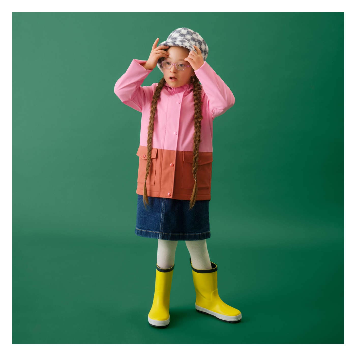 Kid Girls Colour Block Raincoat in Pink from Joe Fresh