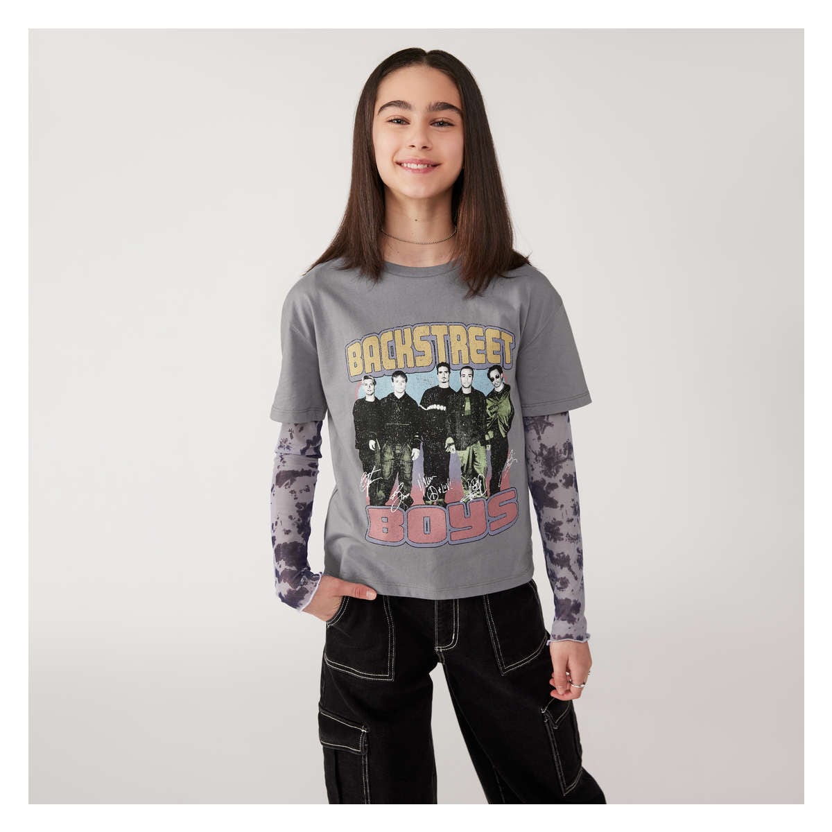 Kid Girls Backstreet Boys T Shirt in Grey from Joe Fresh