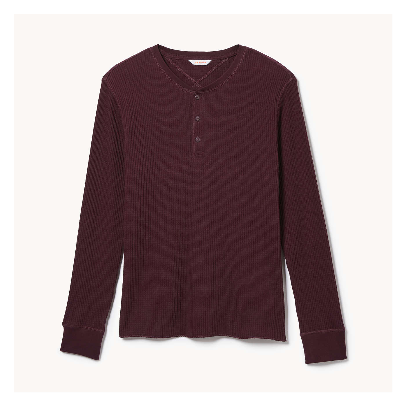 Men s Waffle Knit Henley in Burgundy from Joe Fresh