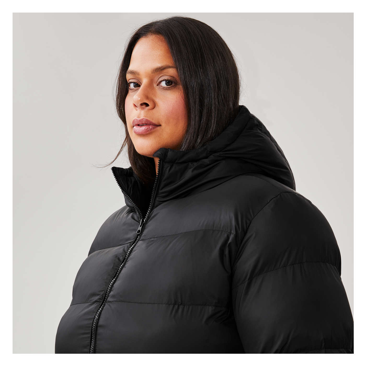 Women Long Puffer Coat with PrimaLoft in Black from Joe Fresh