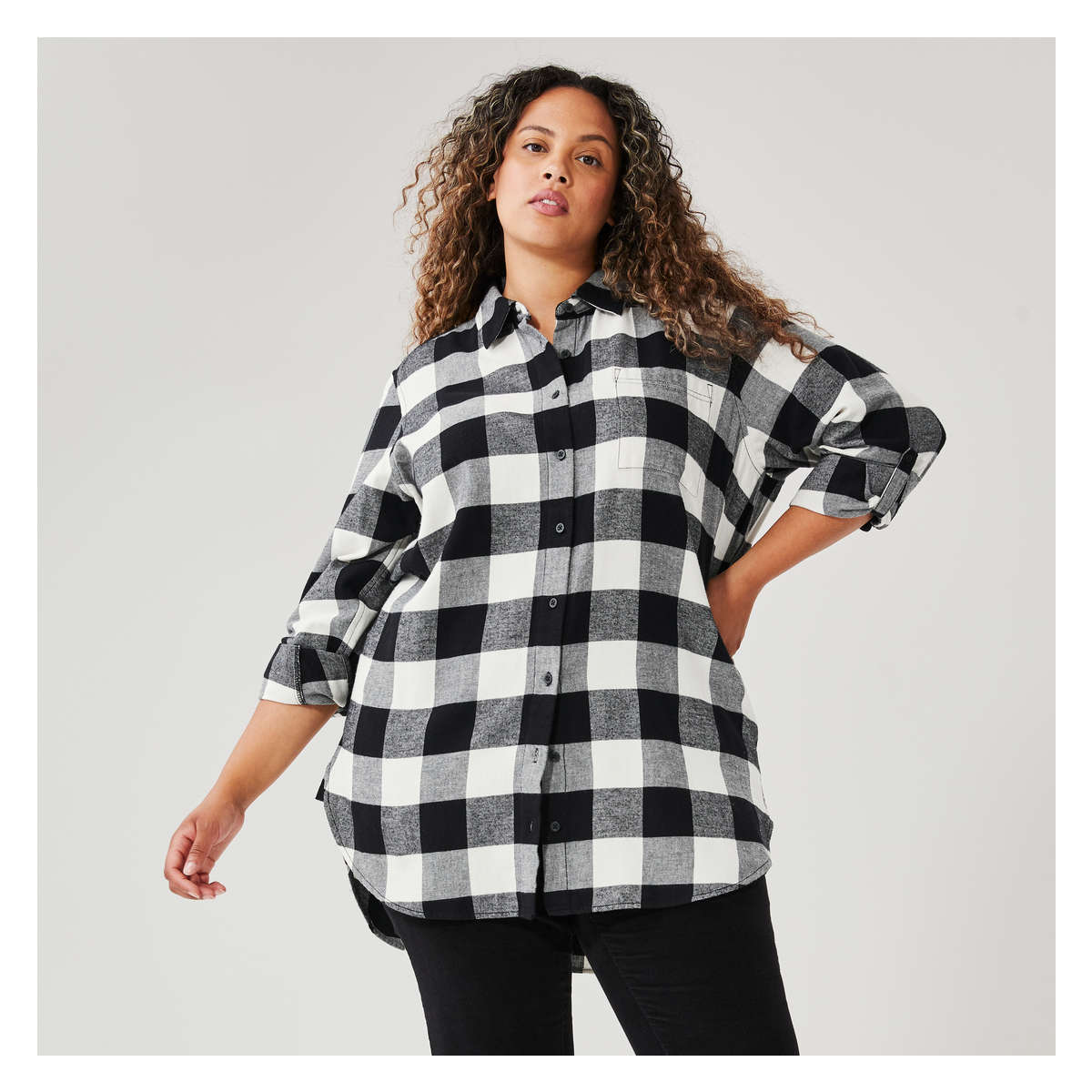 Black and white plaid tunic deals