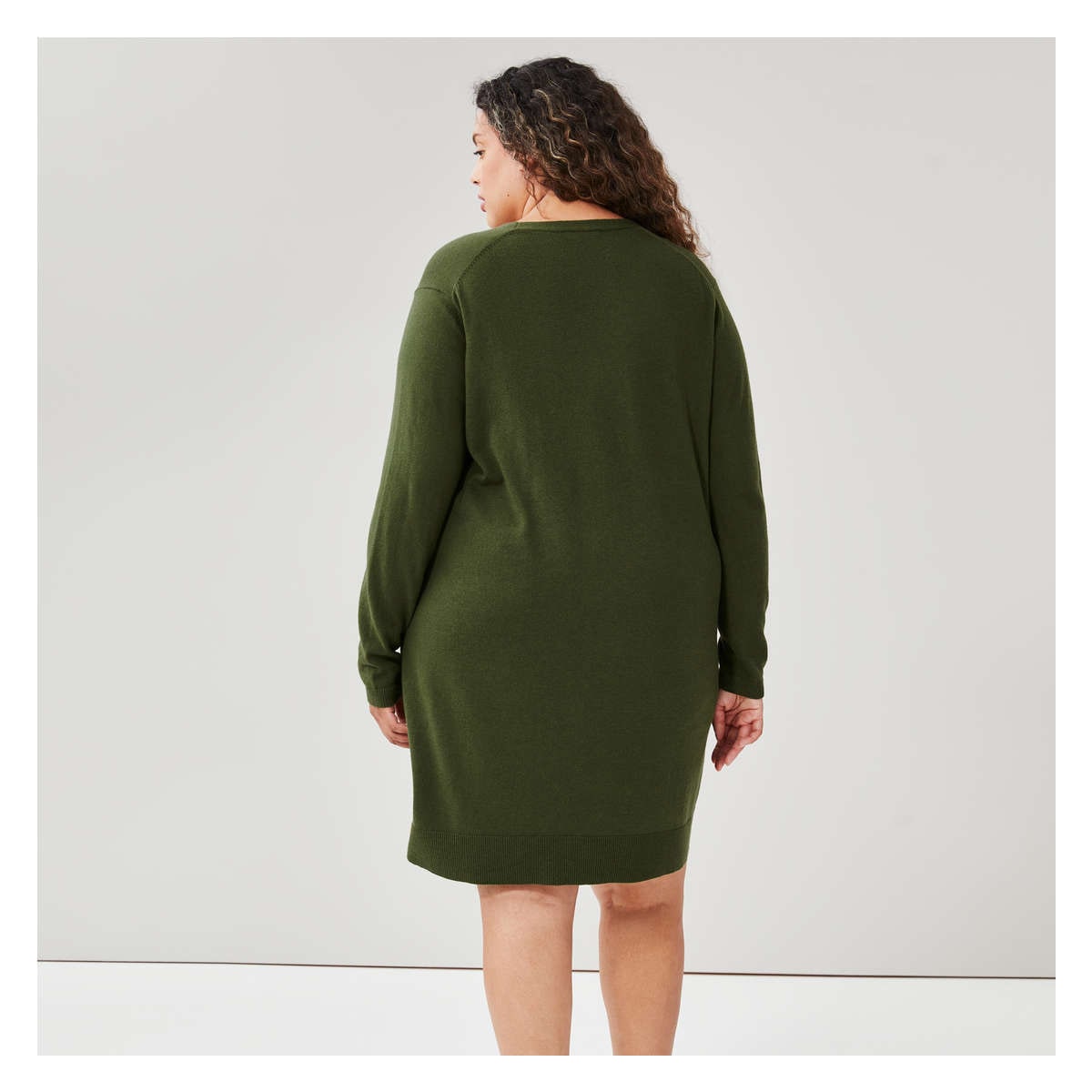 Women Cotton Cashmere Sweater Dress in Green from Joe Fresh