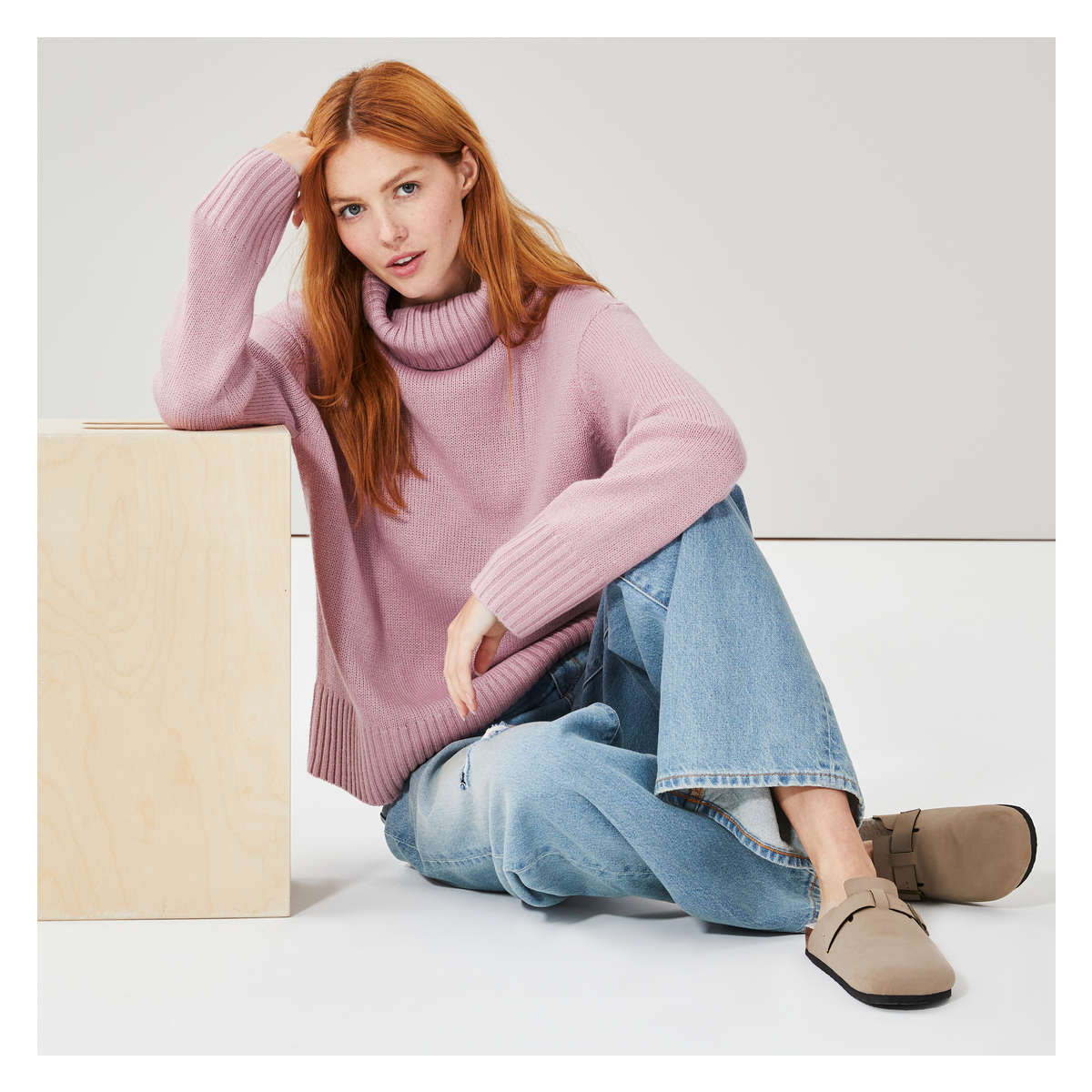 Turtleneck Pullover in Mauve from Joe Fresh