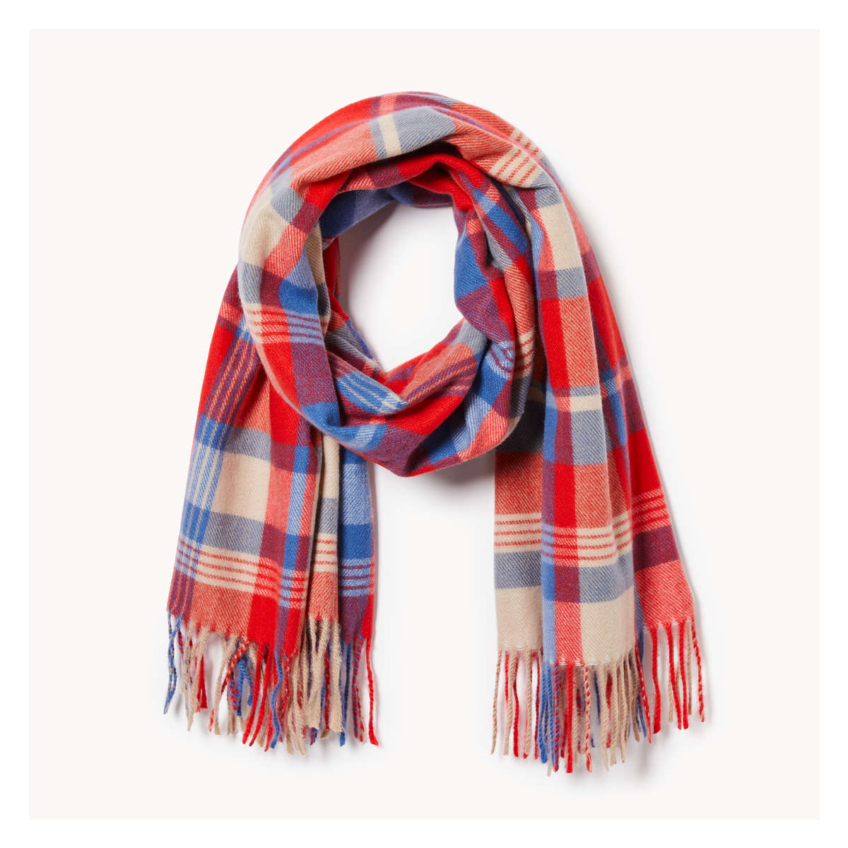 Red plaid scarf womens discount