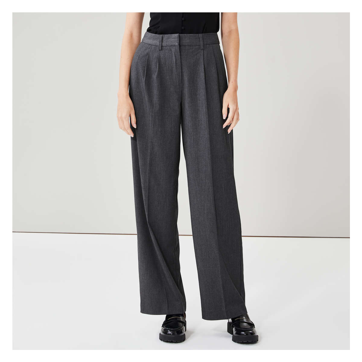 Pleated Trouser in Dark Grey from Joe Fresh