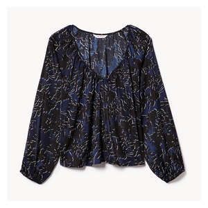 Shirred Blouse - Dark Navy