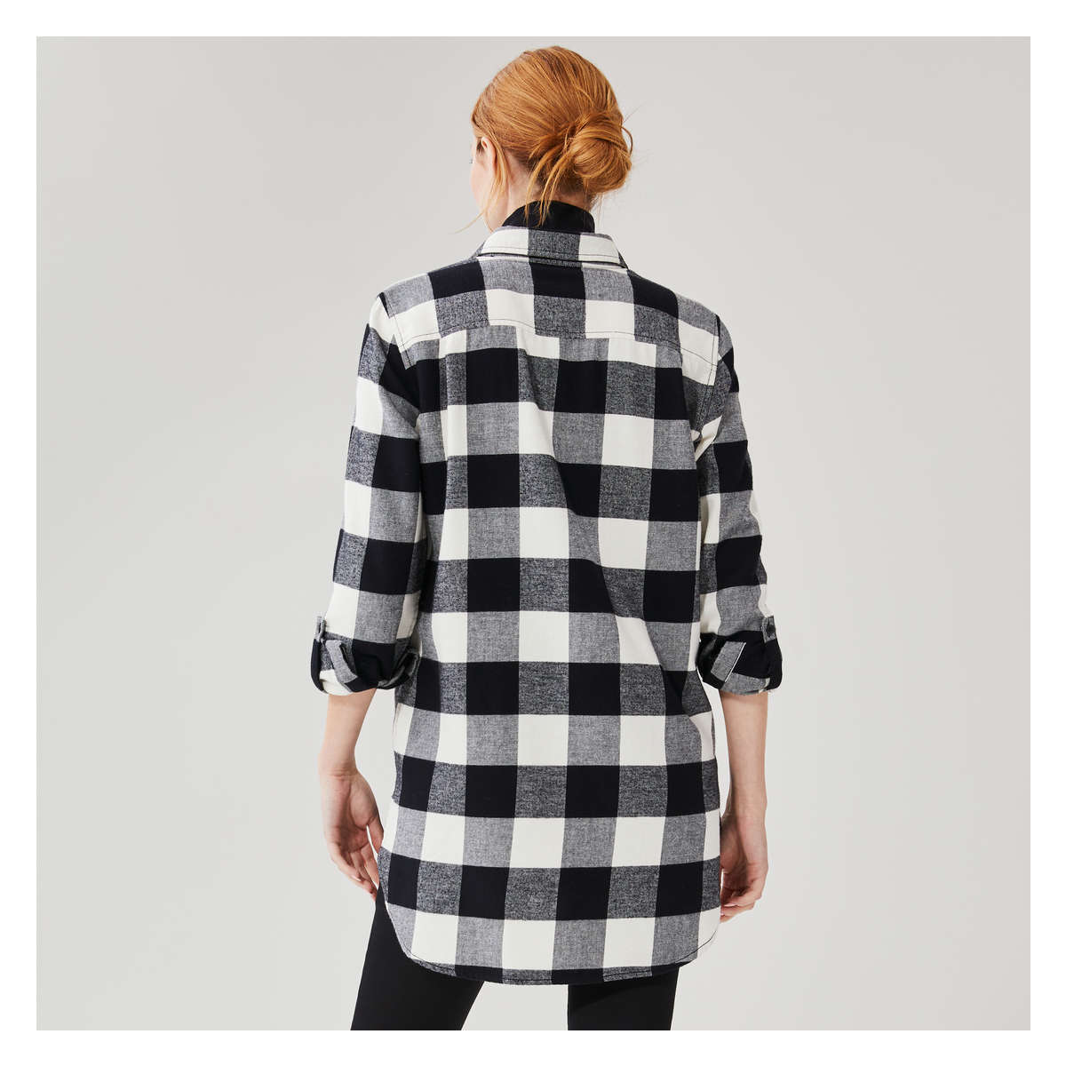 Plaid Tunic Dress in Black from Joe Fresh