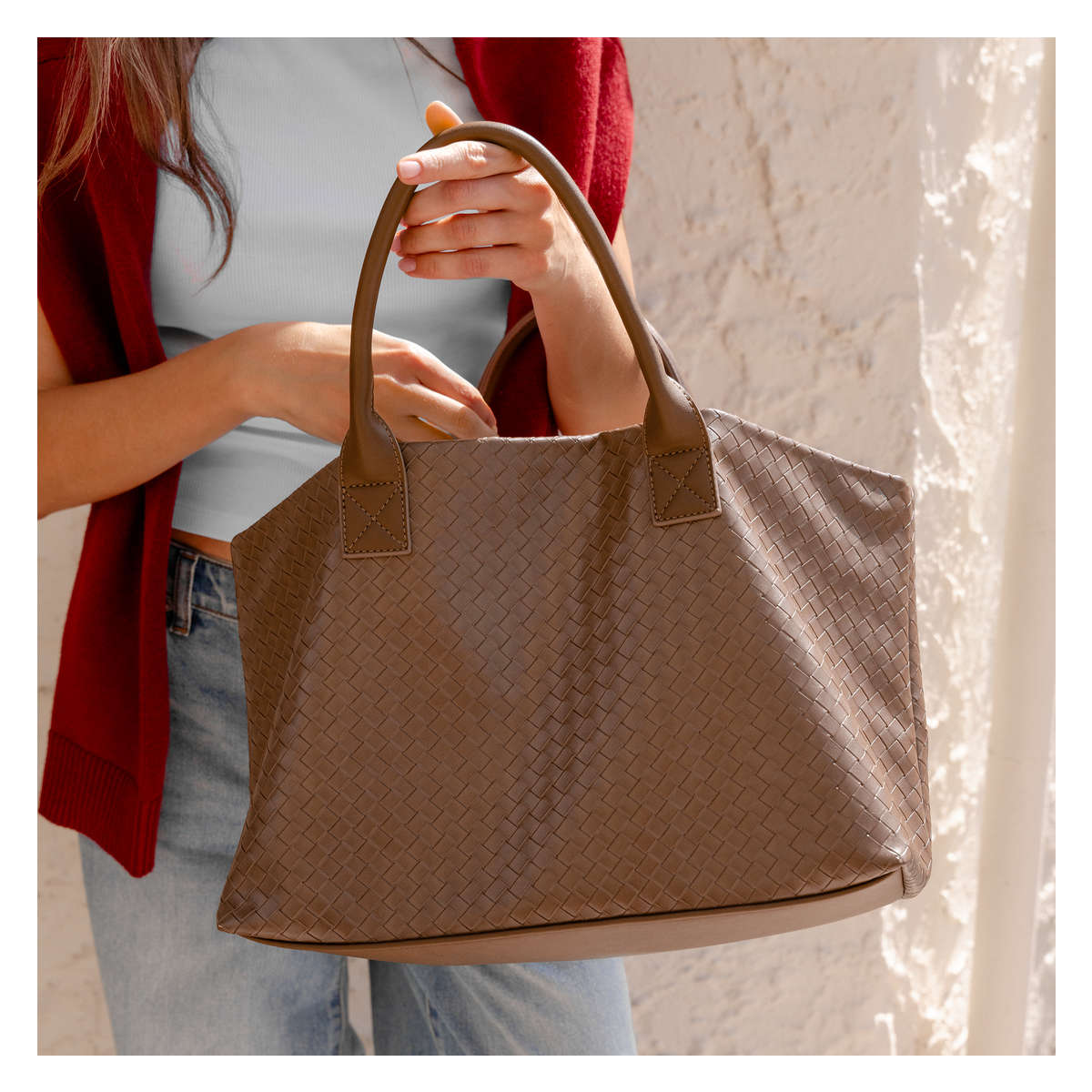 Woven handbag sale