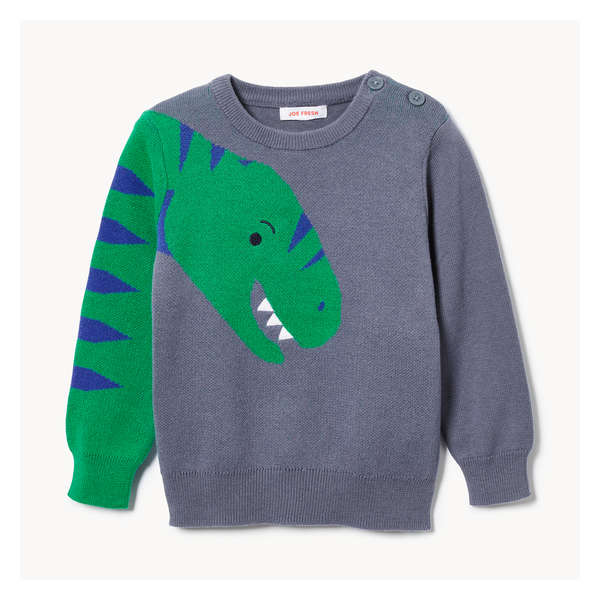 Baby Boys' Dinosaur Graphic Sweater - Dusty Blue