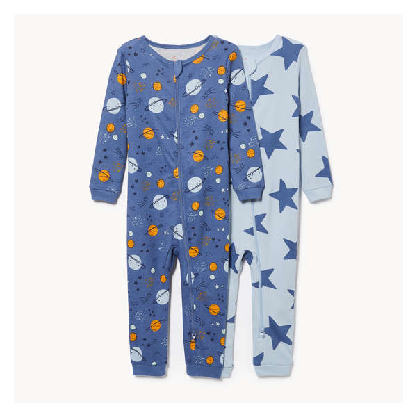 Ens. 2 dormeuses à double fermeture éclair, bébés - Bleu denim