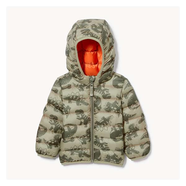 Baby Printed Puffer Jacket - Light Khaki Green