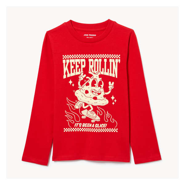 Kid Graphic Long Sleeve Top - Cherry Red