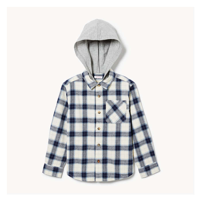 Kid Boys' Flannel Hooded Shirt