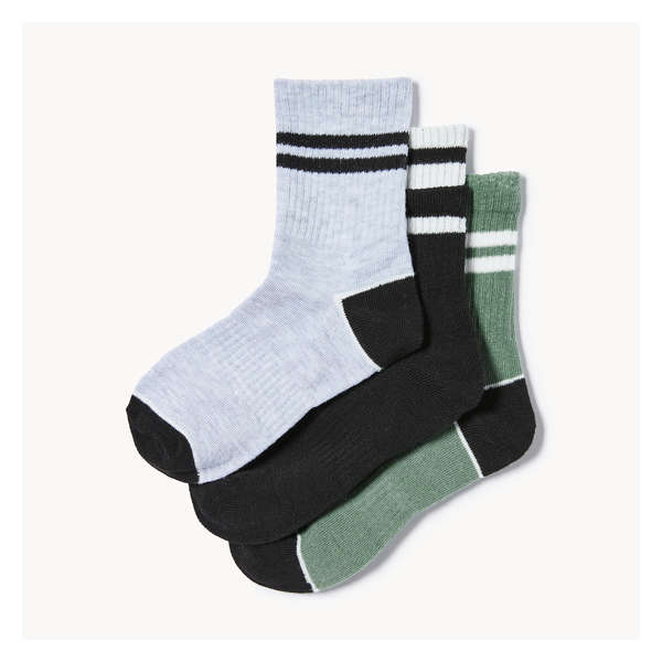 Kid Boys' 3-Pack Mid-Crew Socks - Black