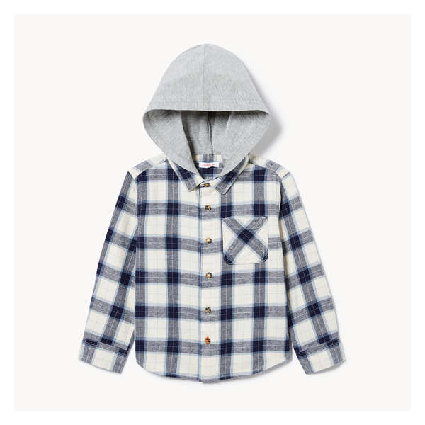 Toddler Boys' Flannel Hooded Shirt - Ivory