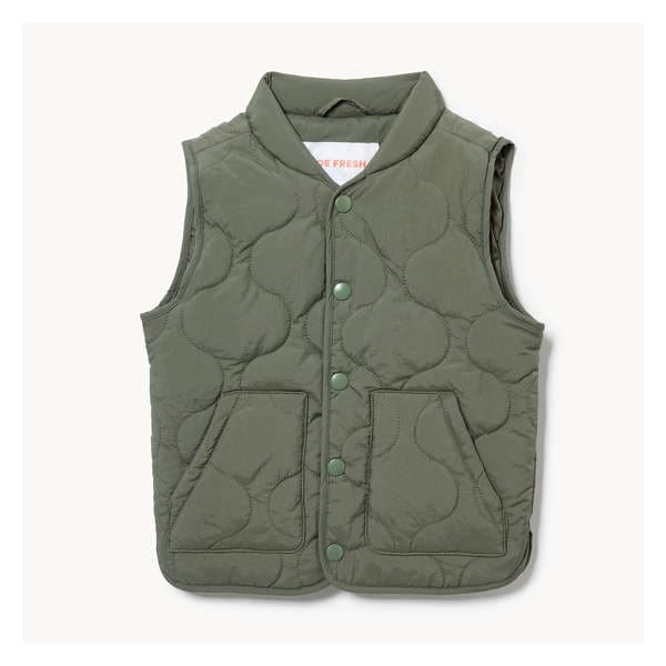 Toddler Boys' Quilted Vest - Khaki Green