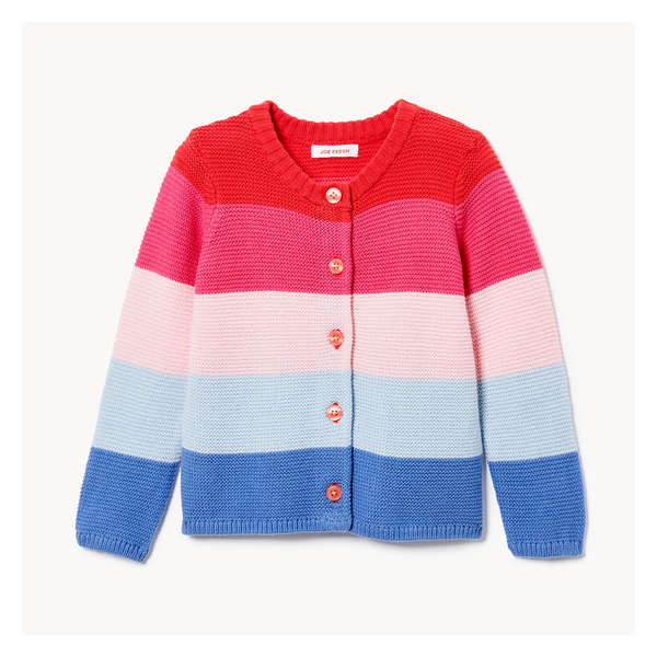 Baby Girls' Rainbow Cardigan - Bright Red