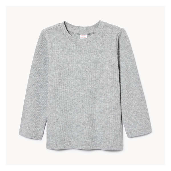 Baby Girls' Ribbed Long Sleeve Top - Light Grey Mix