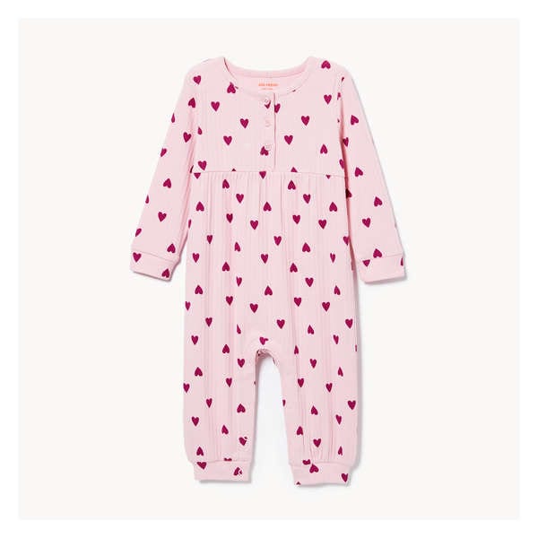 Baby Girls' Printed Romper - Light Pink