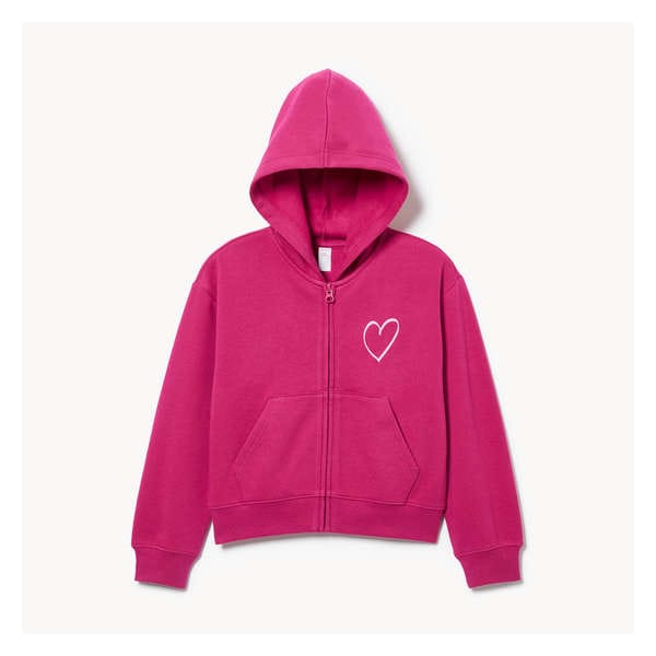 Kid Girls' Graphic Zip-Up Hoodie - Magenta