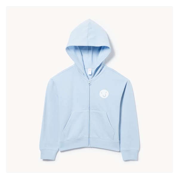 Kid Girls' Graphic Zip-Up Hoodie - Pale Blue