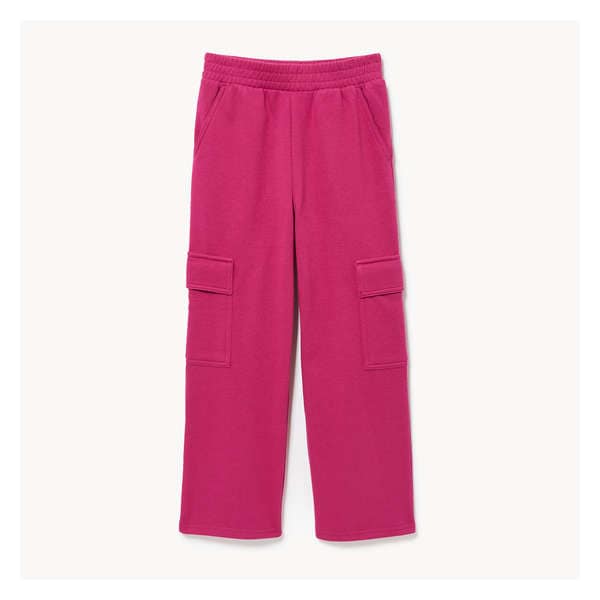 Kid Girls' Fleece Cargo Sweatpant - Magenta