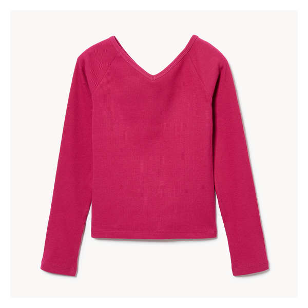 Tween Girls' Raglan Long Sleeve Top - Magenta