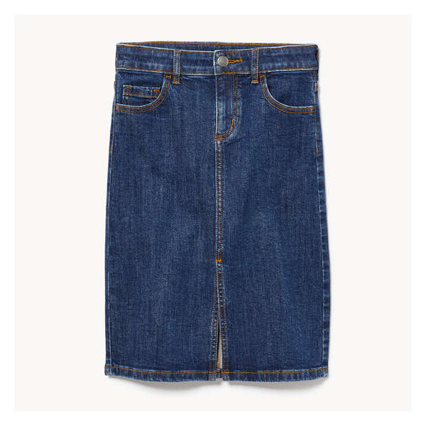 Tween Girls' Denim Midi Skirt - Navy
