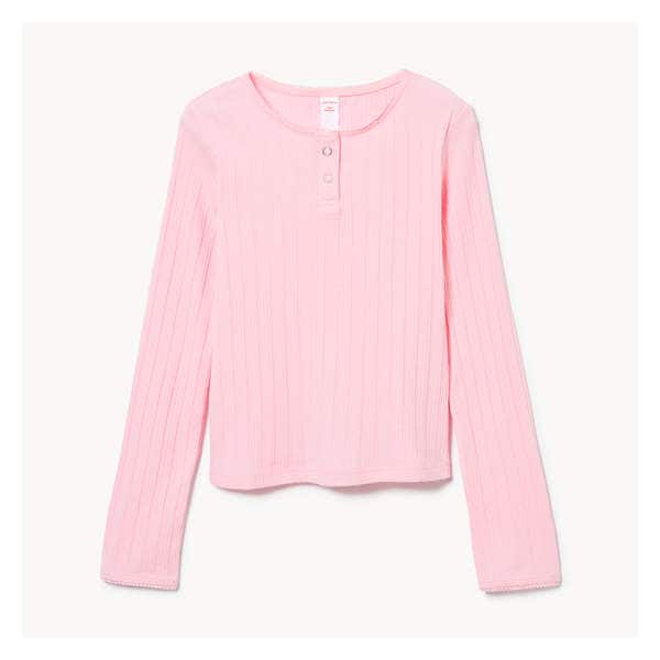 Kid Girls' Pointelle Long Sleeve Top - Light Pink