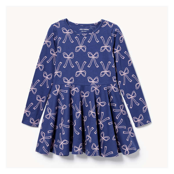Robe en tricot imprimée pour filles - Indigo