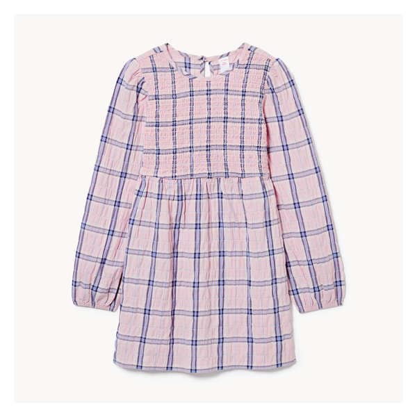 Robe à fronces à carreaux pour filles - Rose Pâle
