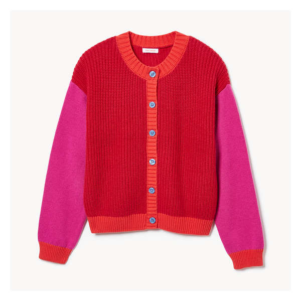 Kid Girls' Colour Block Cardigan - Red