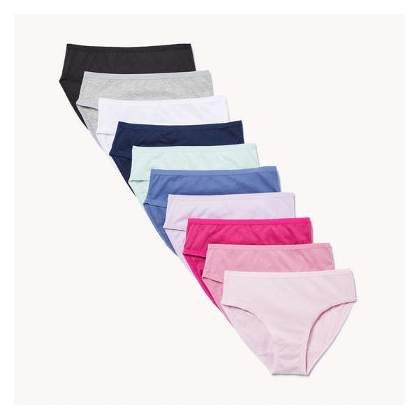 Ens. 10 culottes bikini en coton pour filles - Assorties