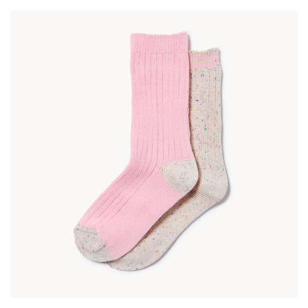 Ens. 2 paires de chaussettes tube pour filles - Rose