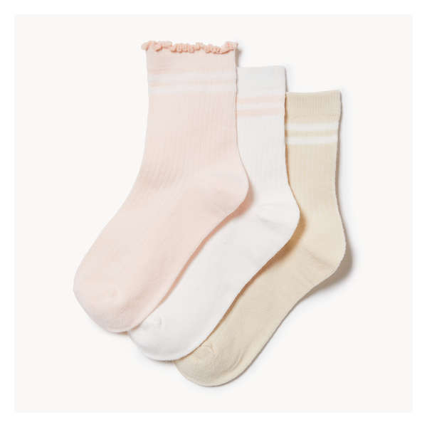 Ens. 3 paires de chaussettes mi-hautes pour filles - Pêche