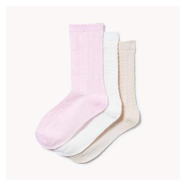 Ens. 3 paires de chaussettes tube texturées - Rose