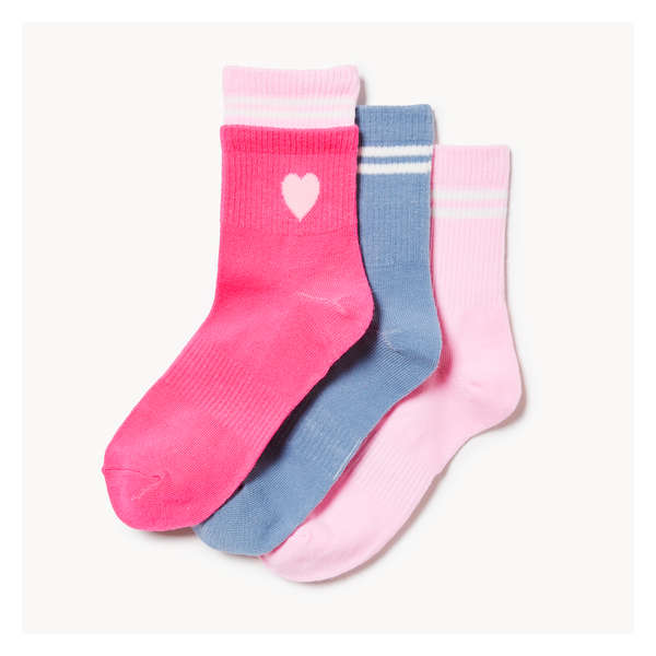 Ens. 3 paires de chaussettes mi-hautes pour filles - Rose