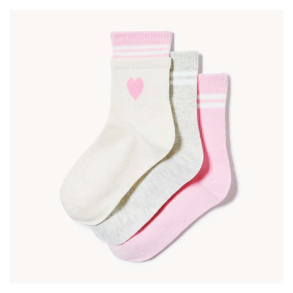 Ens. 3 paires de chaussettes mi-hautes pour filles - Sable