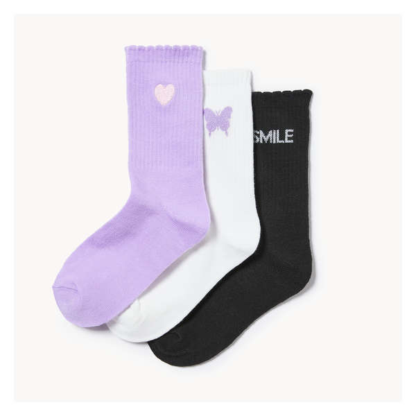 Ens. 3 paires de chaussettes tube pour filles - Assorties