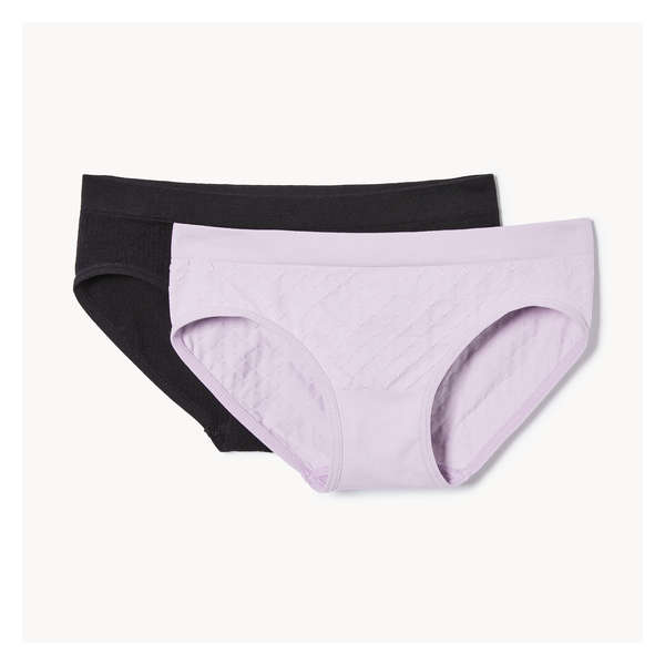 Ens. 2 culottes bikini sans couture pour filles - Noir